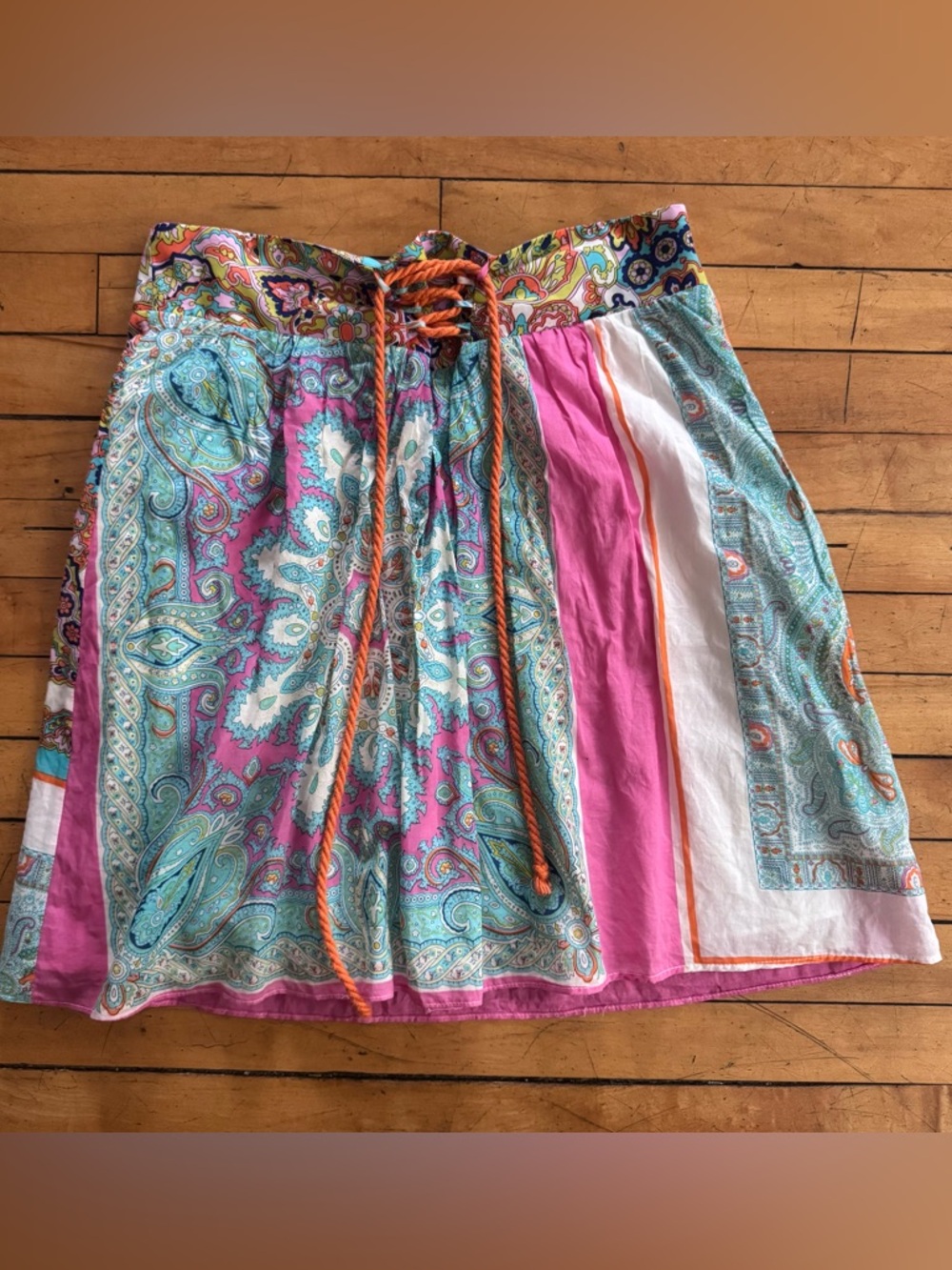 Alice & Trixie Skirt bright orange pink blue white floral paisley colorful